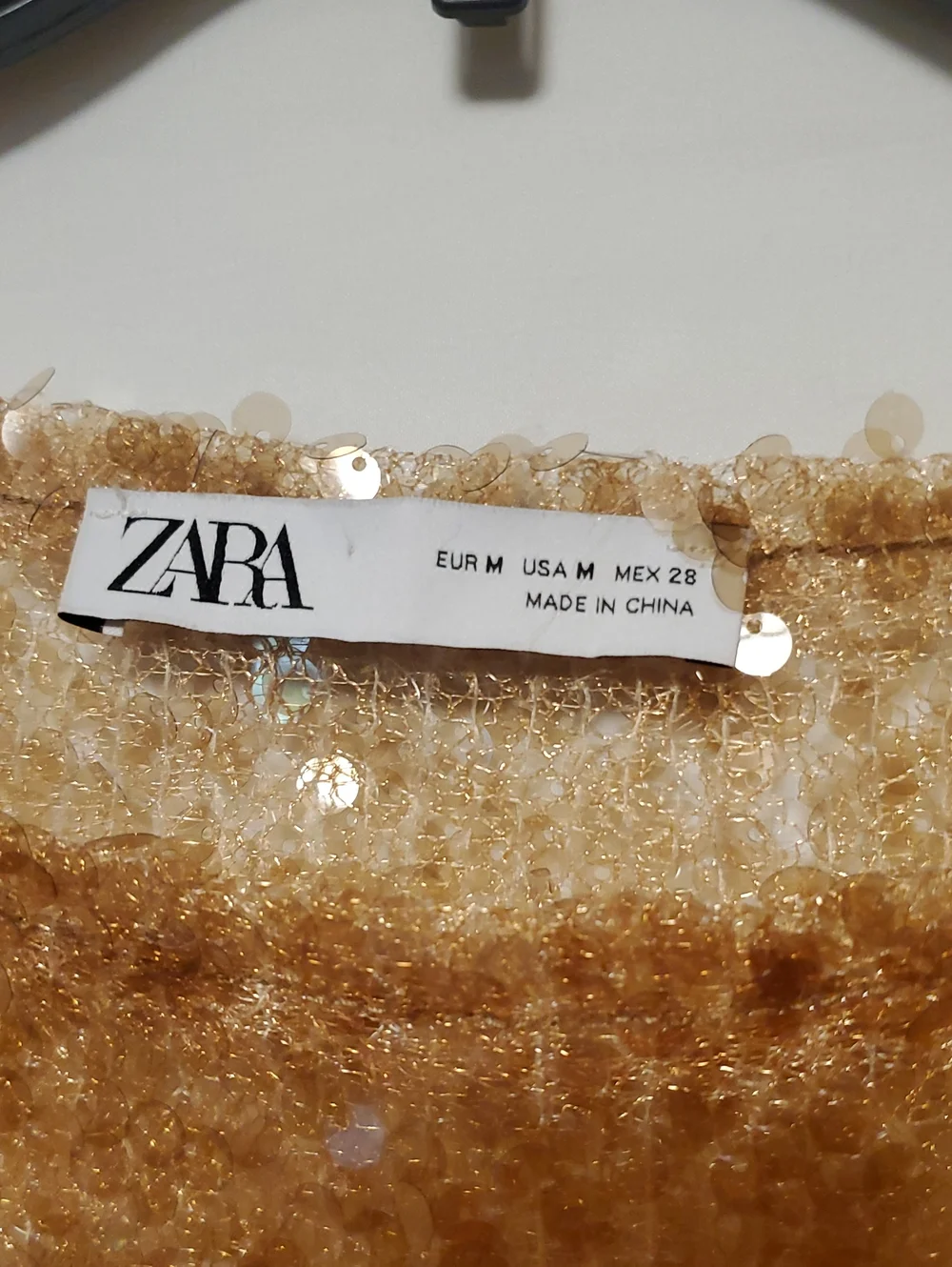 ZARA Gold Sheer Sequin Women's Crop Long Sleeve Medium Festival Artsy Rave